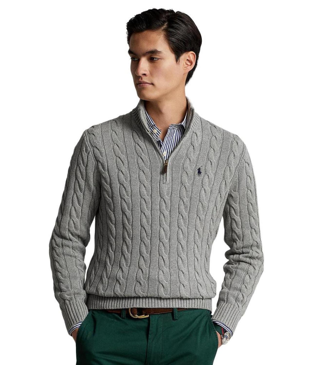 Long Sleeve Cotton Cable 1/2 Zip