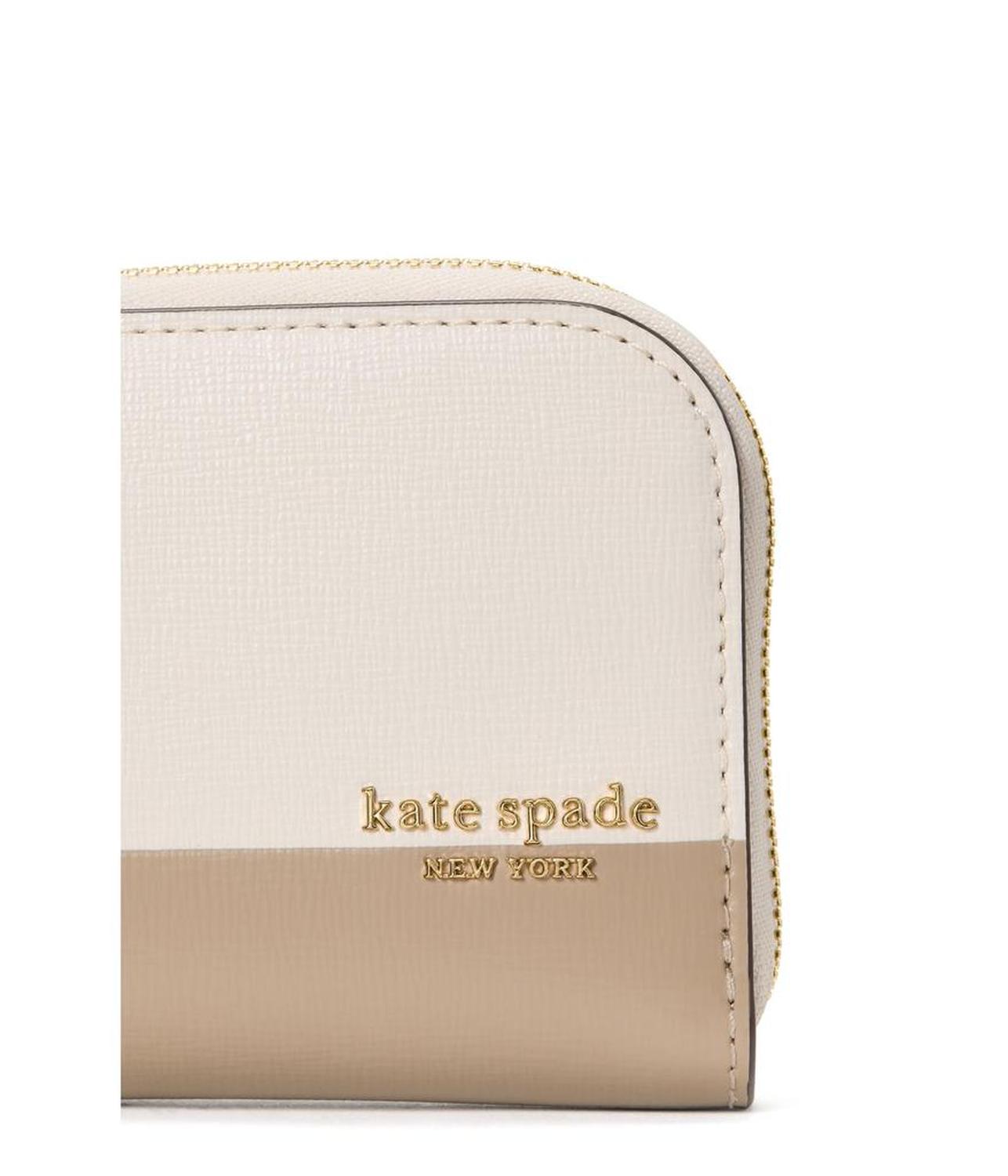 Devin Colorblocked Saffiano Leather Zip Card Case
