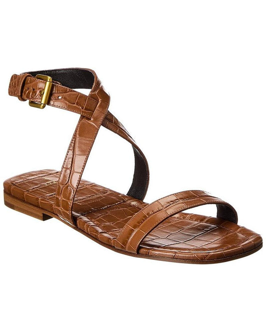 Bridgette Croc-Embossed Leather Sandal