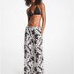 Palm Print Woven Wide-Leg Pants