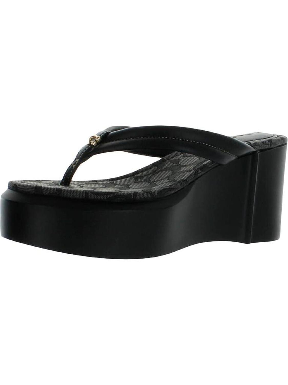 Franki Womens Leather Monogram Platform Sandals