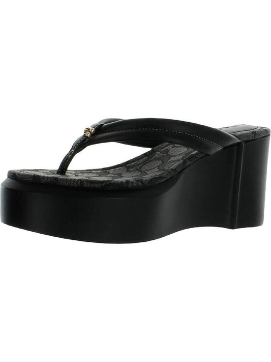 Franki Womens Leather Monogram Platform Sandals