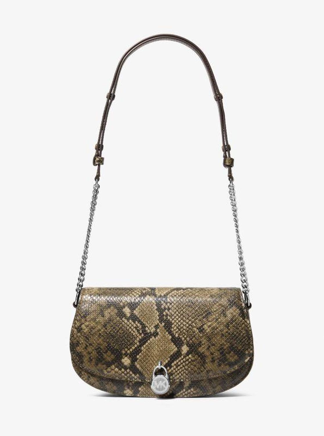 Mila Medium Snake Embossed Messenger Bag