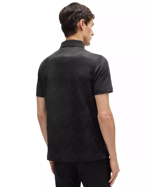 Men's Houndstooth Jacquard Slim-Fit Polo Shirt