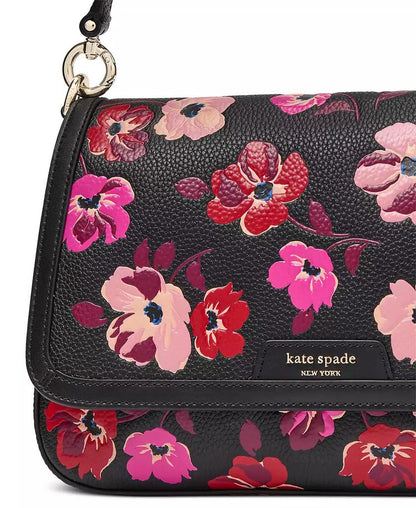Hudson Fall Poppies Leather Flap Shoulder Bag