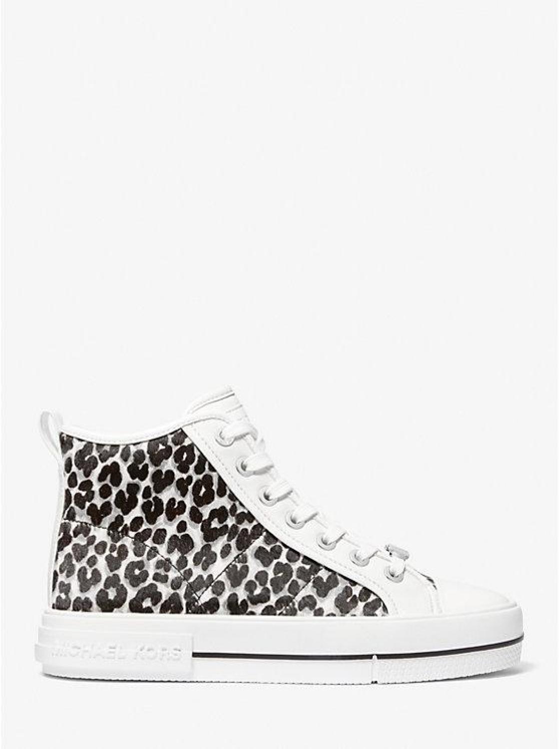 Evy Leopard Print Calf Hair High-Top Sneaker