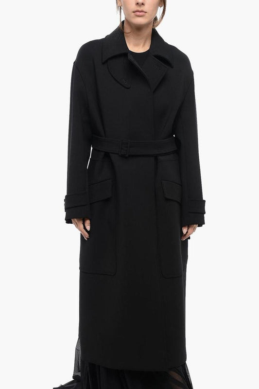 Atelier Double-Breasted Wool Blend Coat With Belt