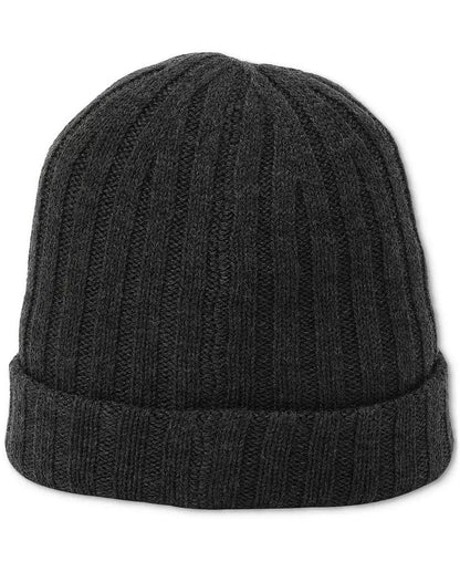 Men's Leather Patch Ribbed Beanie