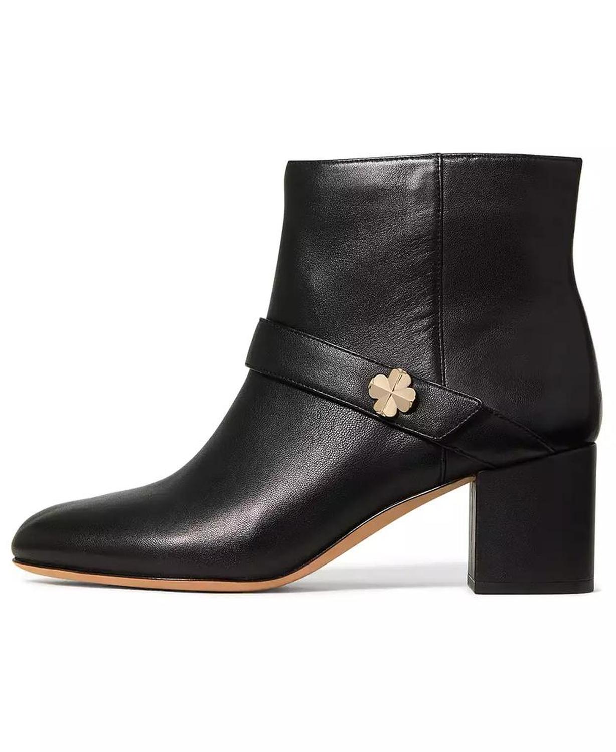 Women's Spade Flower Block Heel Ankle Booties