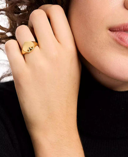 Gold-Tone Spade Signet Ring