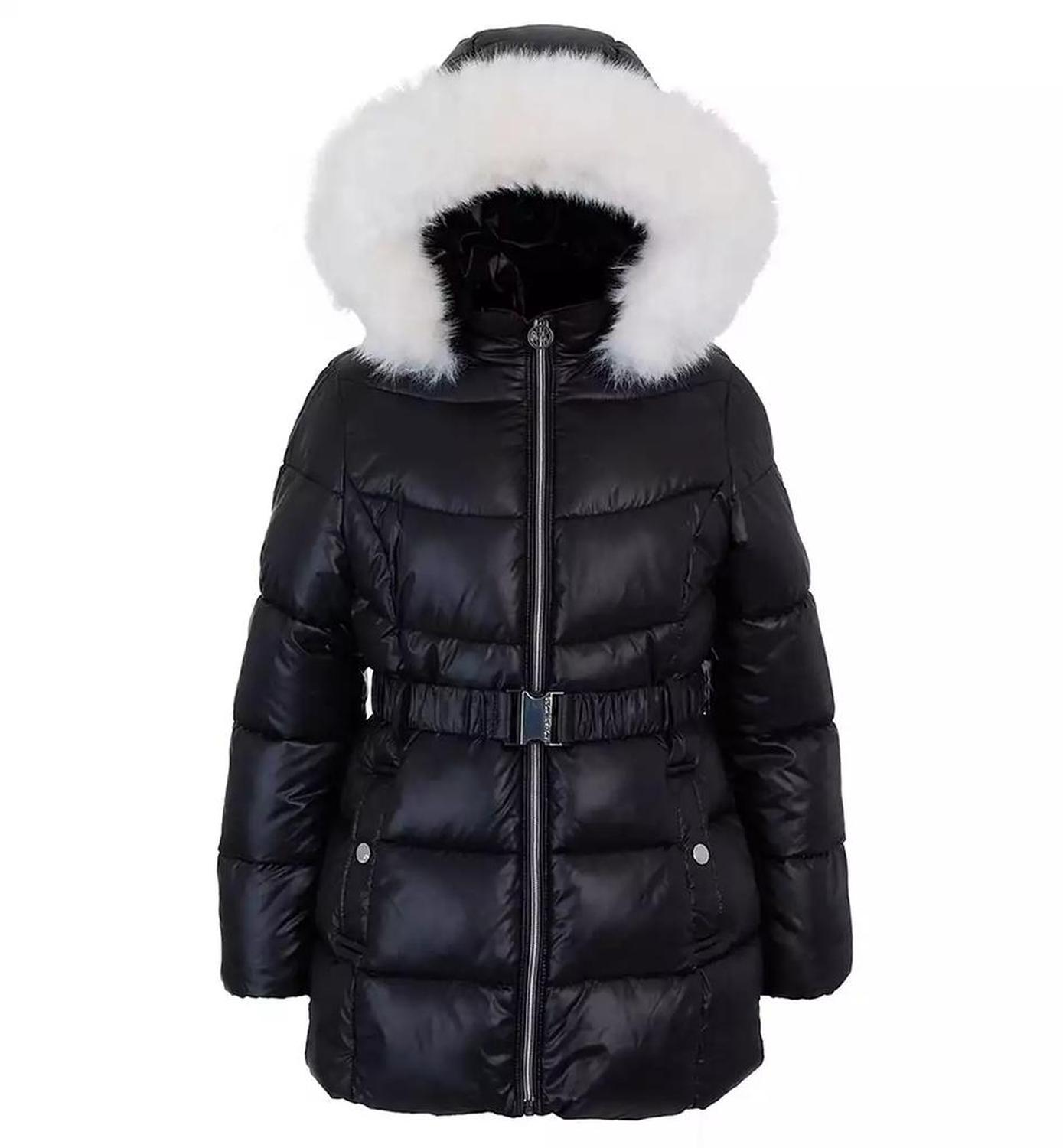 Toddler and Little Girls Belted Stadium Puffer Jacket