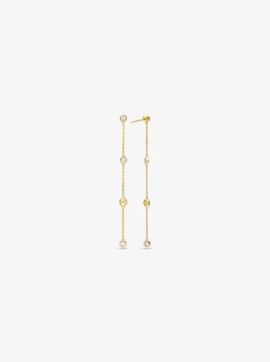Precious Metal-Plated Sterling Silver Cubic Zirconia Drop Earrings