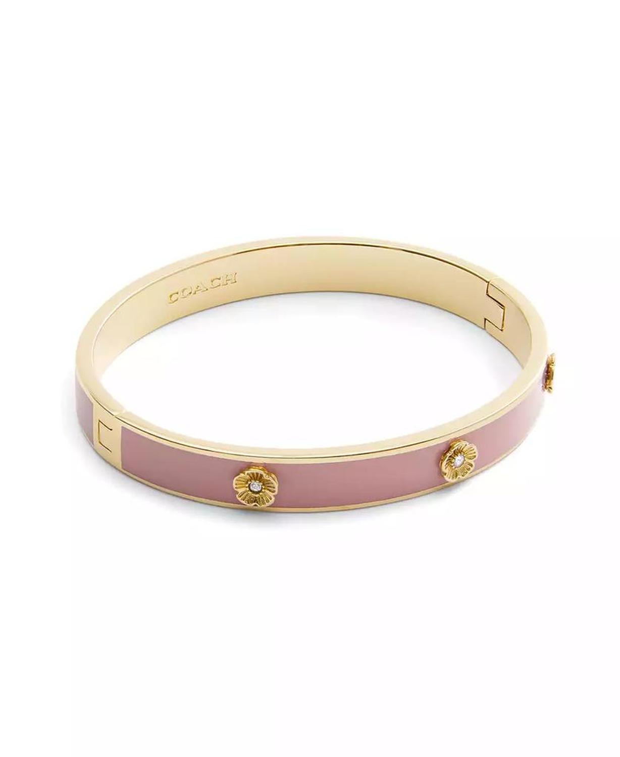 Signature Faux Stone Tea Rose Enamel Bangle Boxed Bracelet
