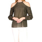 Metallic Stripe Cold-Shoulder Top