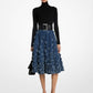 Hand-Embroidered Floral Denim Circle Skirt