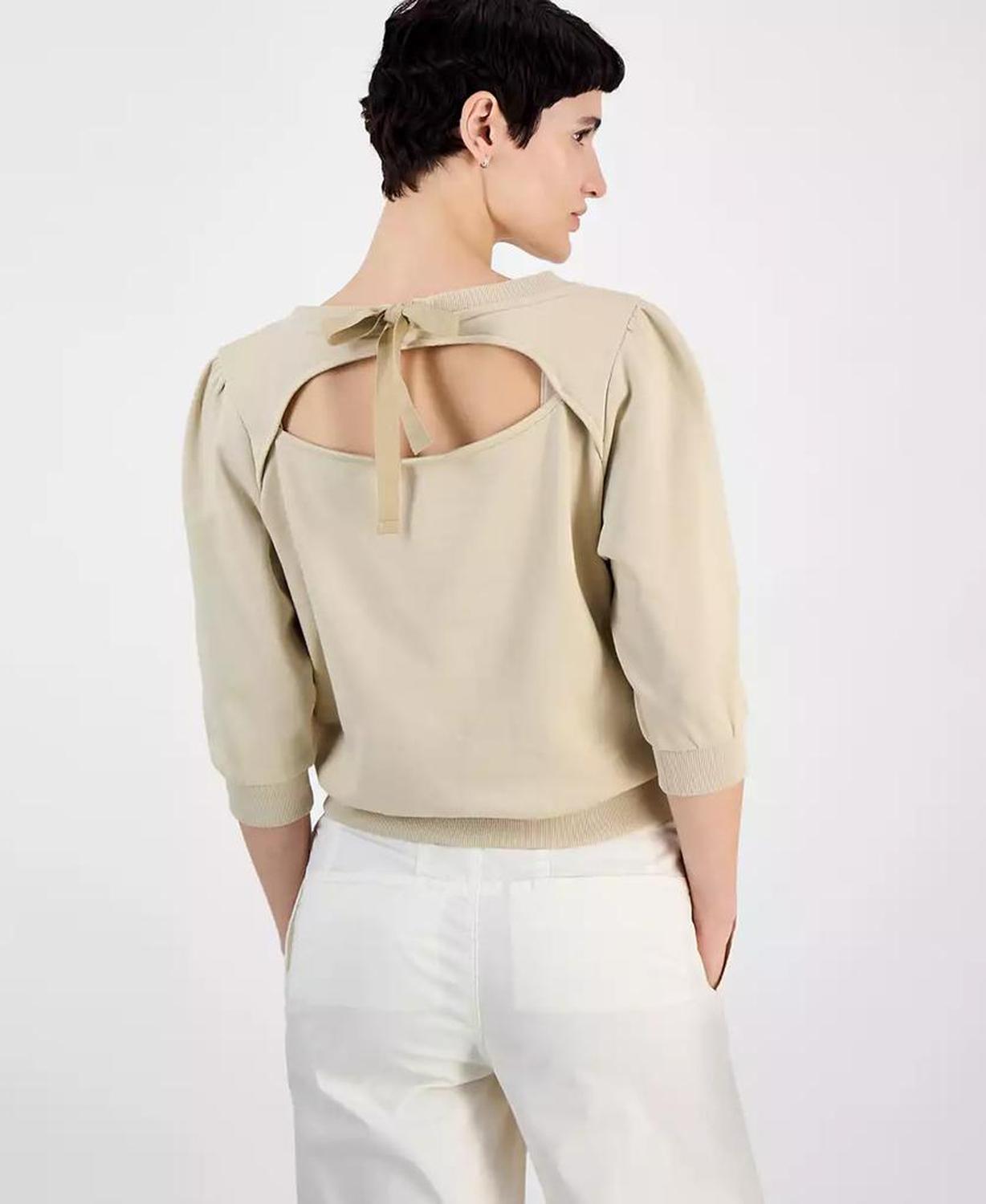 Women's Cotton Logo Back-Cutout Sweatshirt