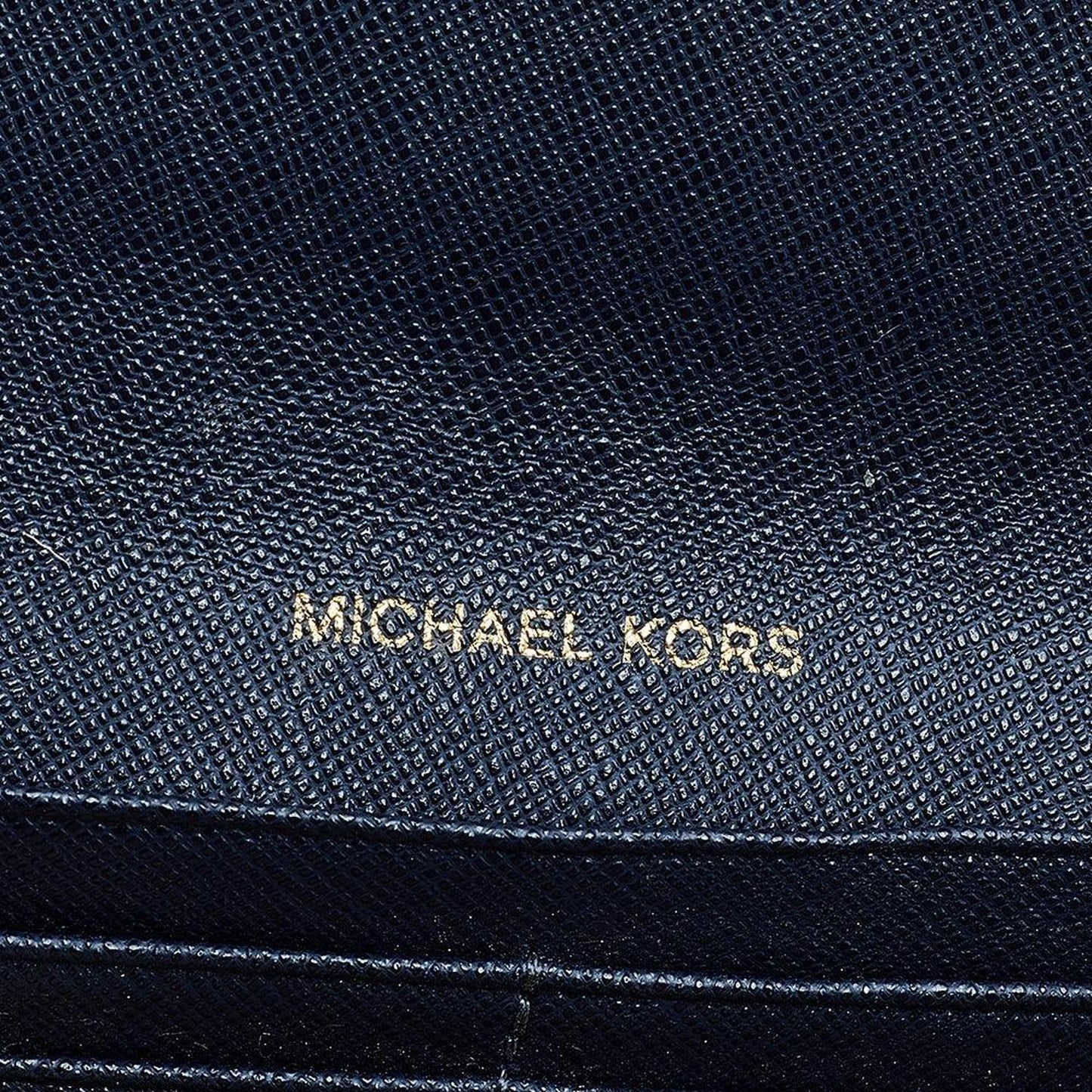 Michael Kors Navy Blue Saffiano Leather Jet Set Travel Flat Wallet..