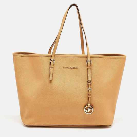 Michael Michael Kors Tan Leather Medium Jet Set Travel Tote