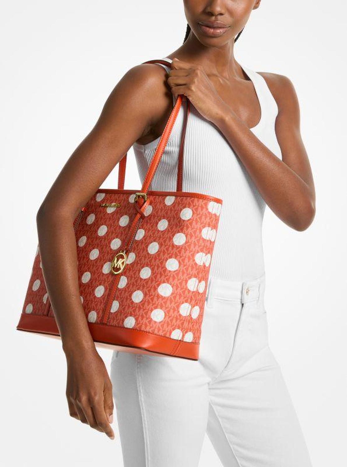 Jet Set Large Polka Dot Signature Logo Tote Bag