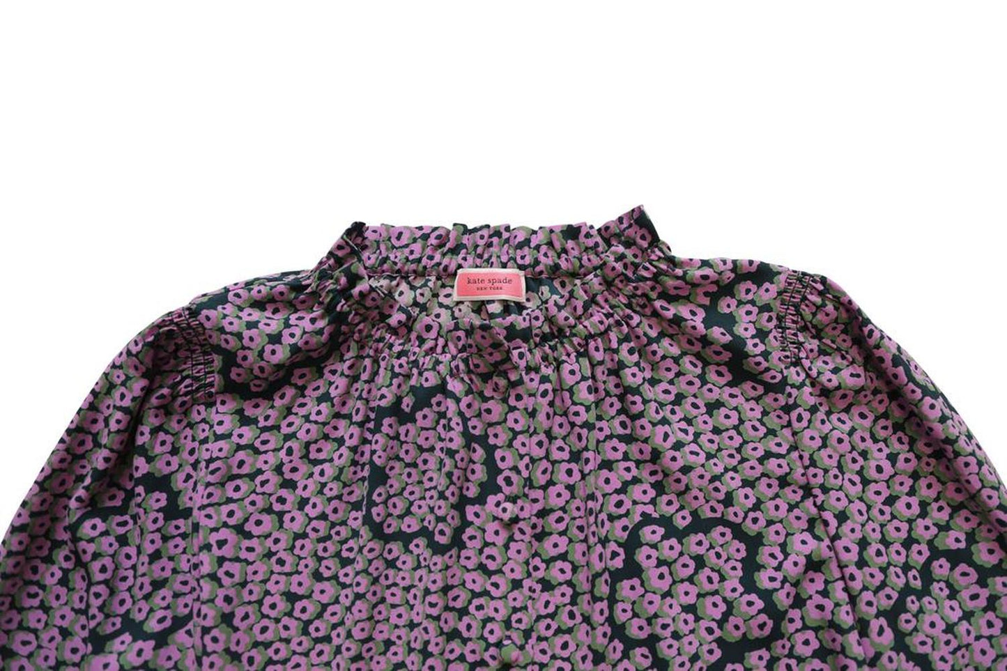 Floral Blouse with Peasant Sleeves in Purple Silk