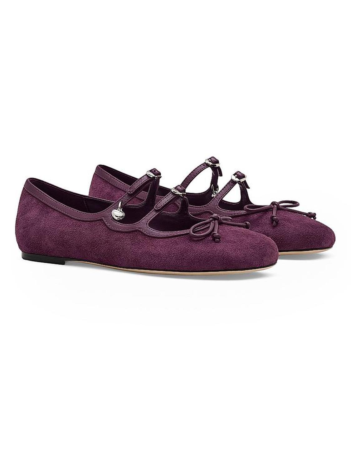 The Kiki Bow-Detailed Suede Ballerina Flats