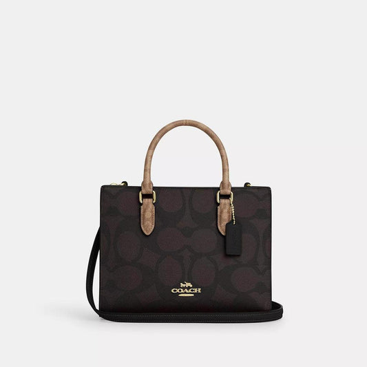 Maggie Small Tote Bag In Blocked Signature Canvas