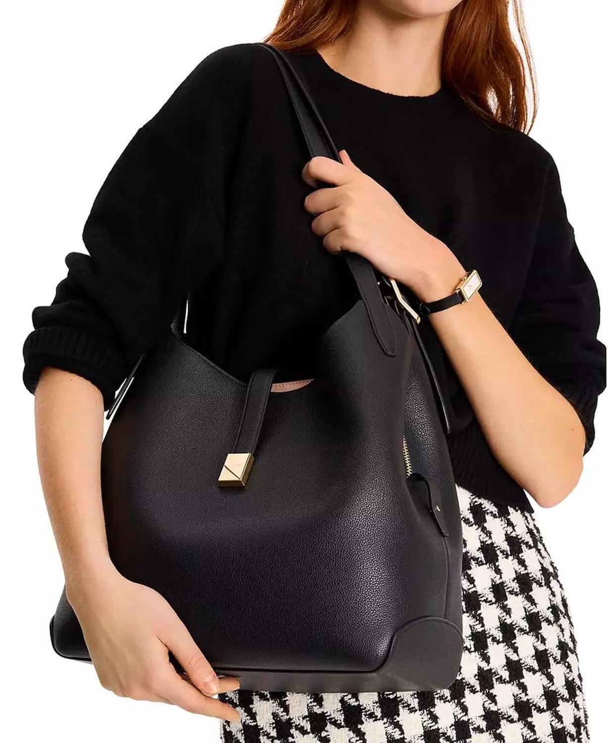 Deco Pebbled Leather Shoulder Bag