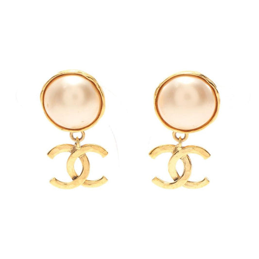 Coco Mark Earrings Gp Fake Pearl Gold Off95P