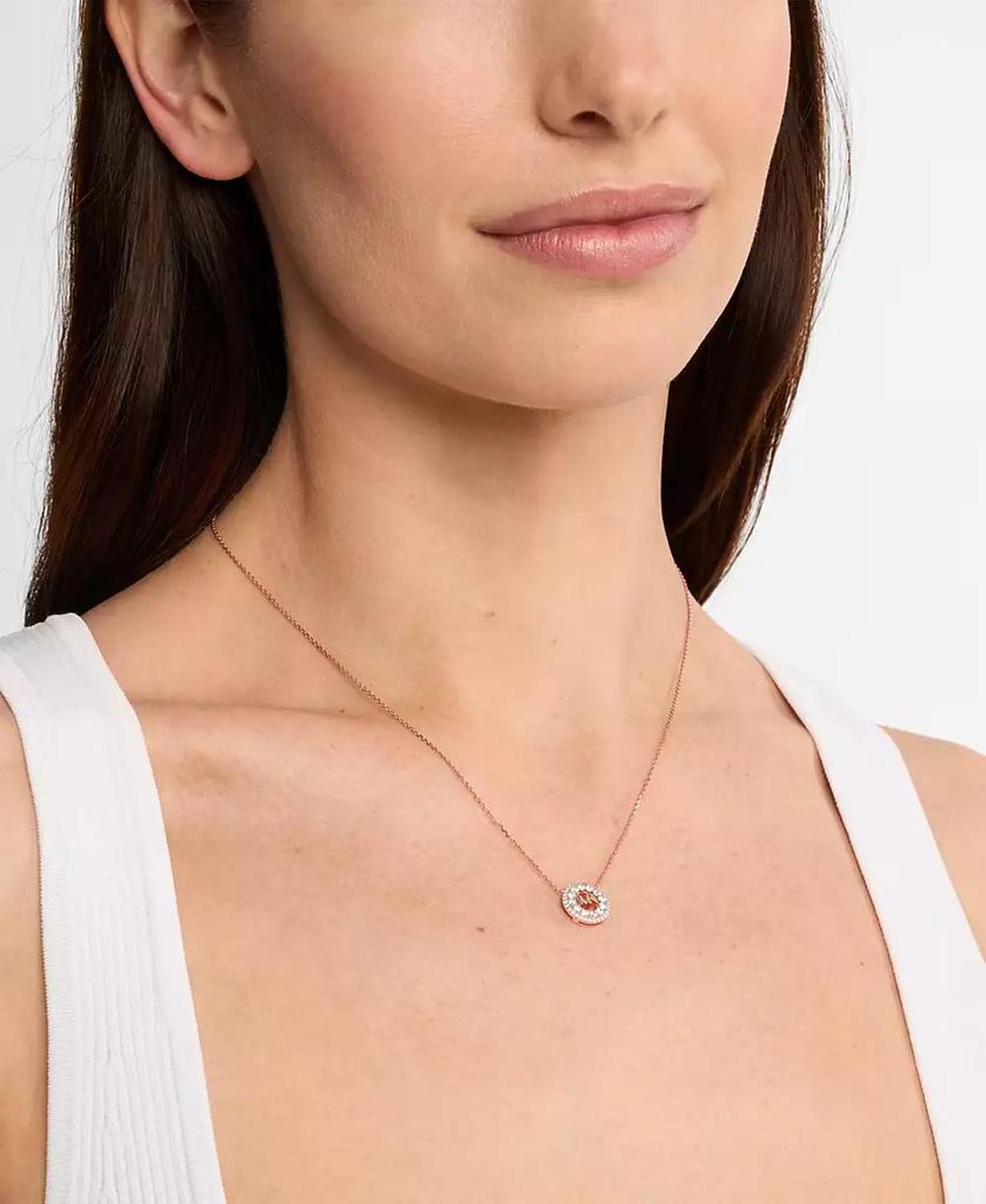 Cubic Zirconia Logo Pendant Necklace