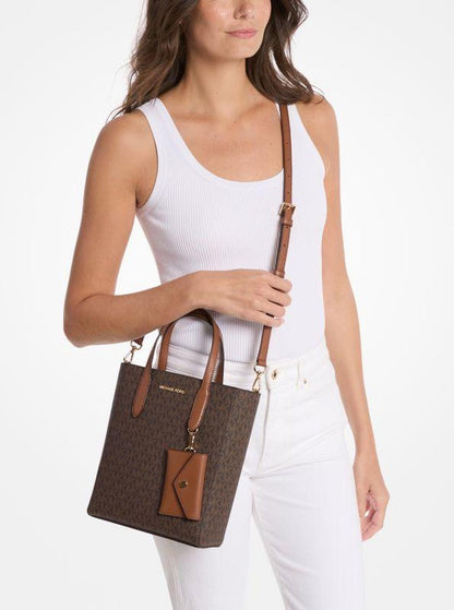 Vincent Small Signature Logo Convertible Tote Bag with Card Case