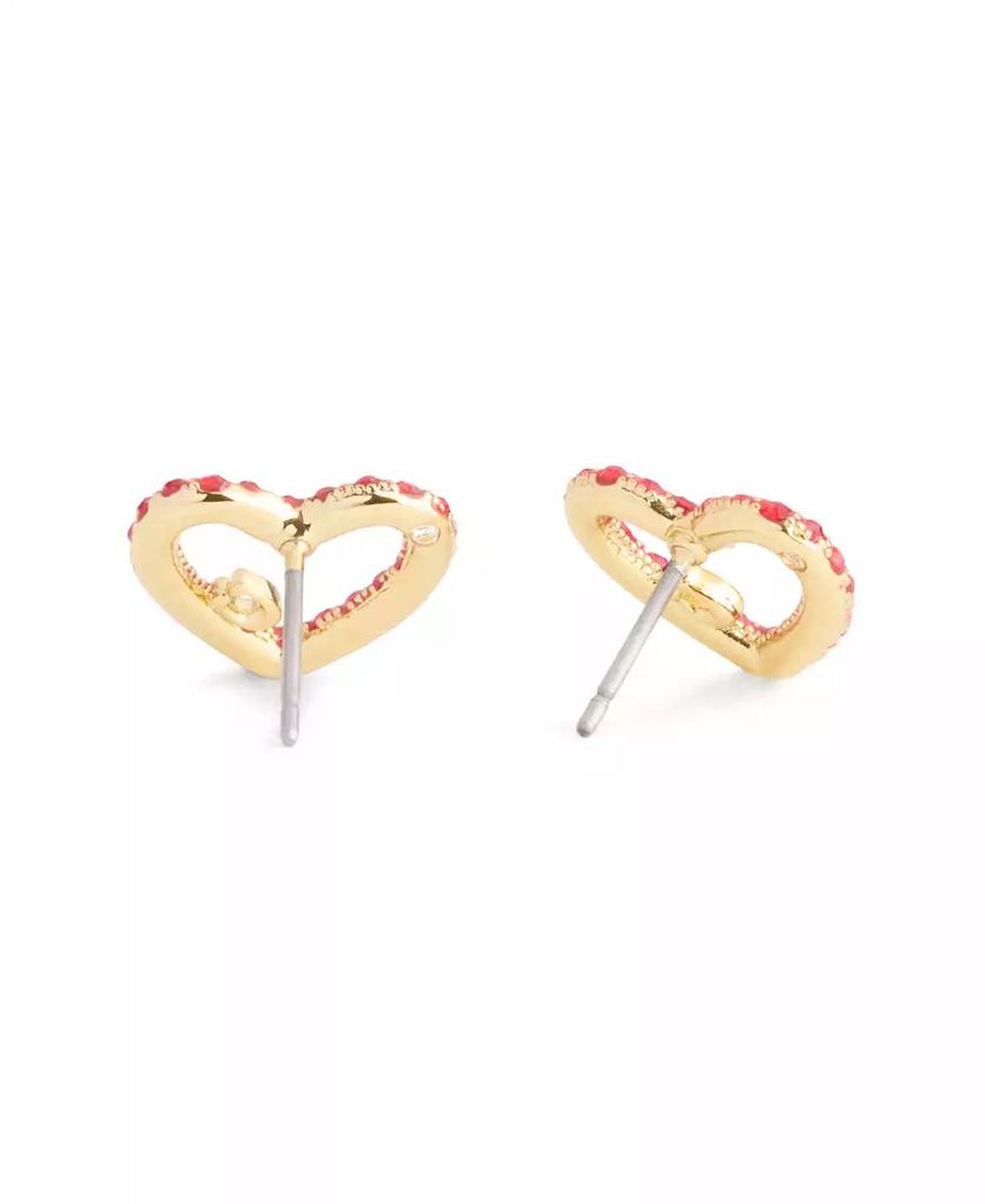 Faux Stone Signature Pavé Heart Stud Earrings