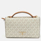 Michael Kors Brown /white Signature Coated Canvas And Leather Phone Wallet Bag