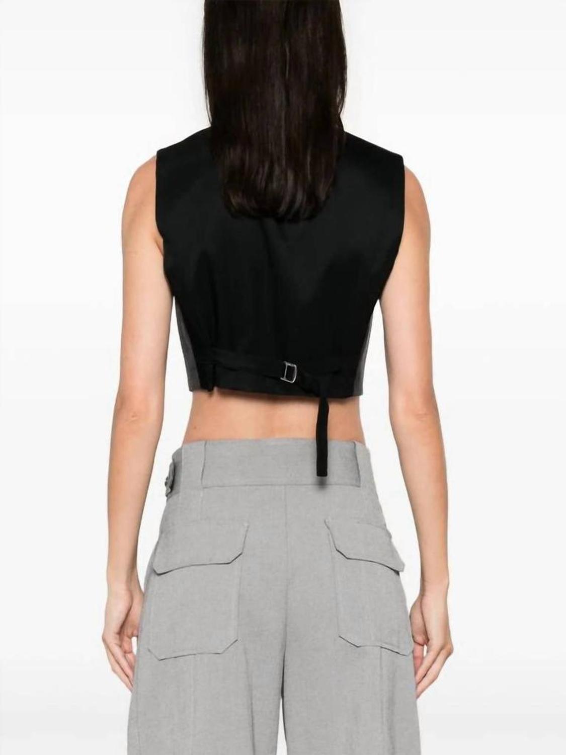 Adesso Cropped Stretch Wool Waistcoat In Grey