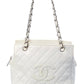 Chanel White Quilted Caviar Leather Petite Timeless Tote (Authentic Pre-Owned)