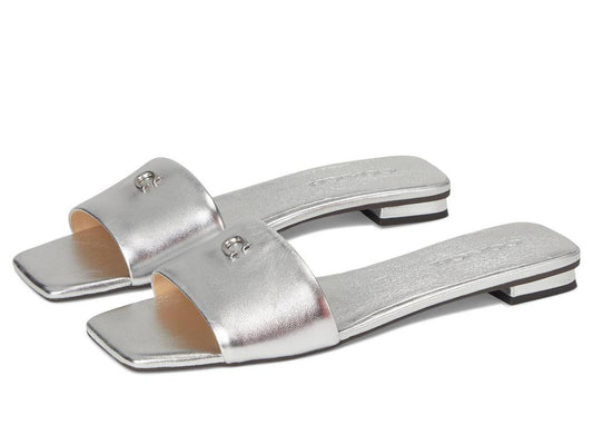 Sculpted C Metallic Leather Flat Sandals