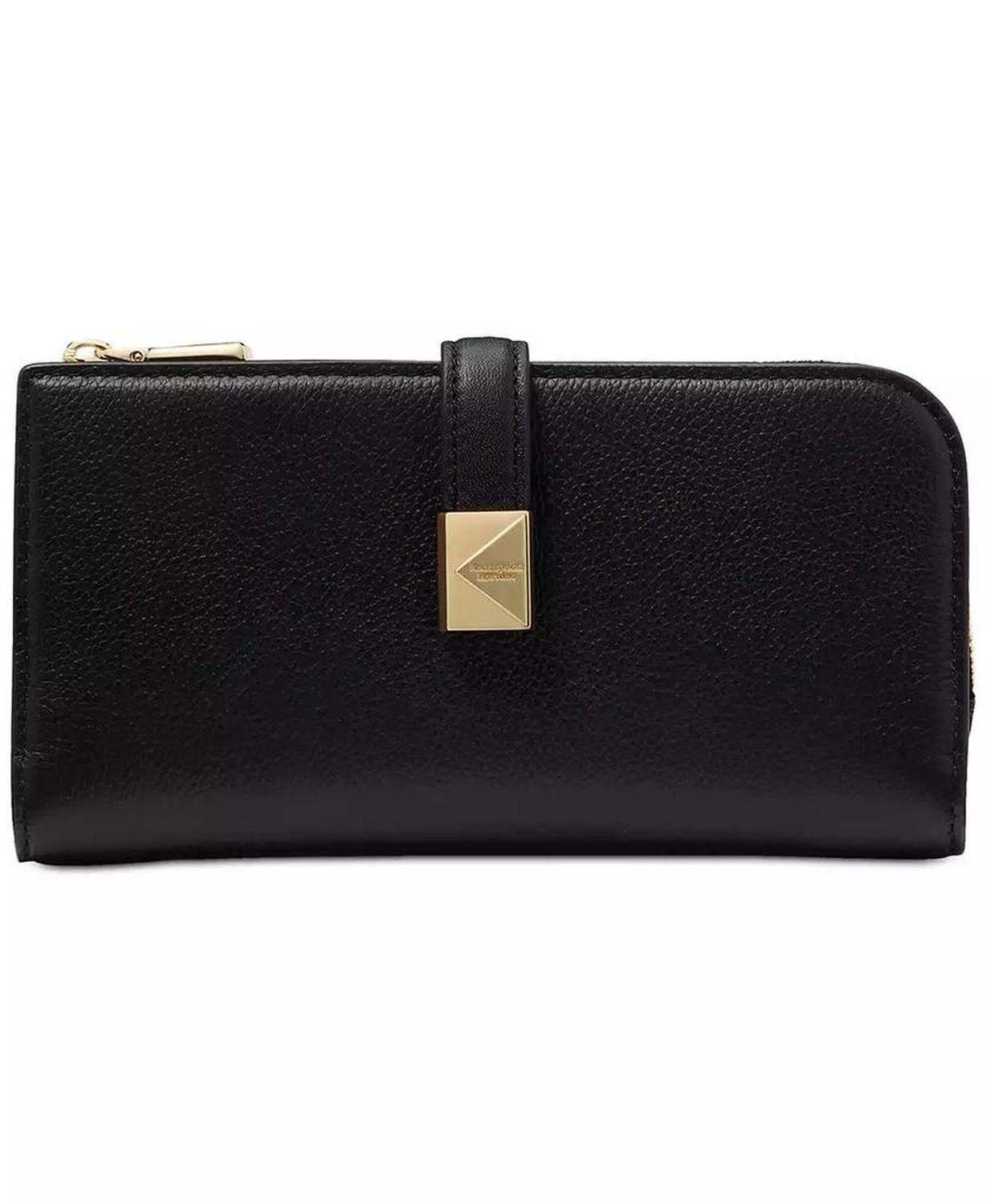 Deco Pebbled Leather Zip Slim Wallet