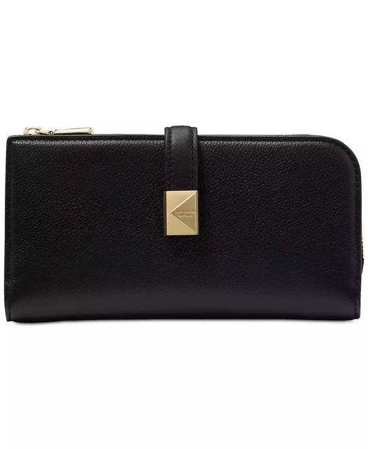 Deco Pebbled Leather Zip Slim Wallet