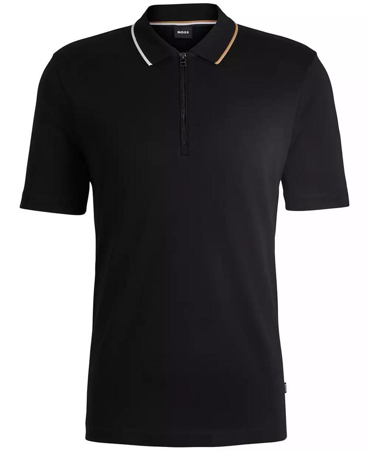 Men's Zip-Neck Interlock Polo Shirt