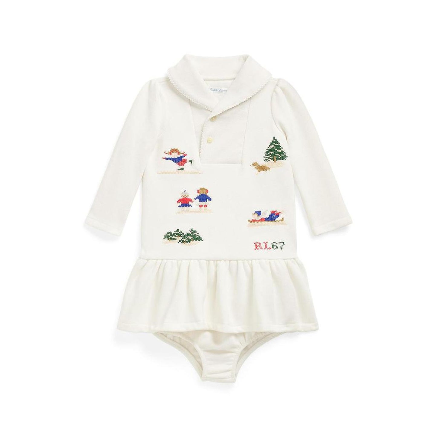 Fair Isle Shawl Cotton Dress & Bloomer (Infant)