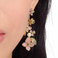 Gold-Tone Pastel Petals Linear Earrings