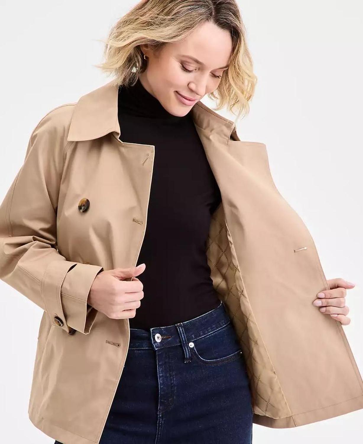 Women's Short Double-Breasted Trench Coat