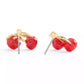 Red Enamel Cherry Cluster Stud Earrings