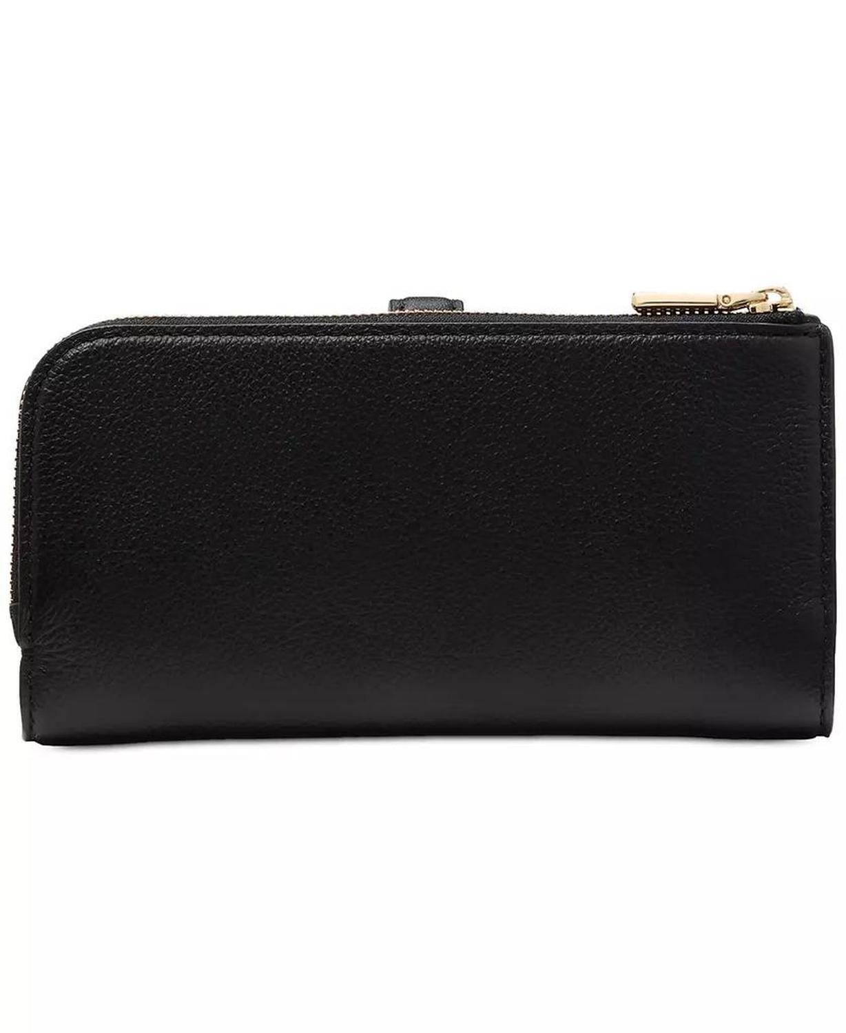 Deco Pebbled Leather Zip Slim Wallet