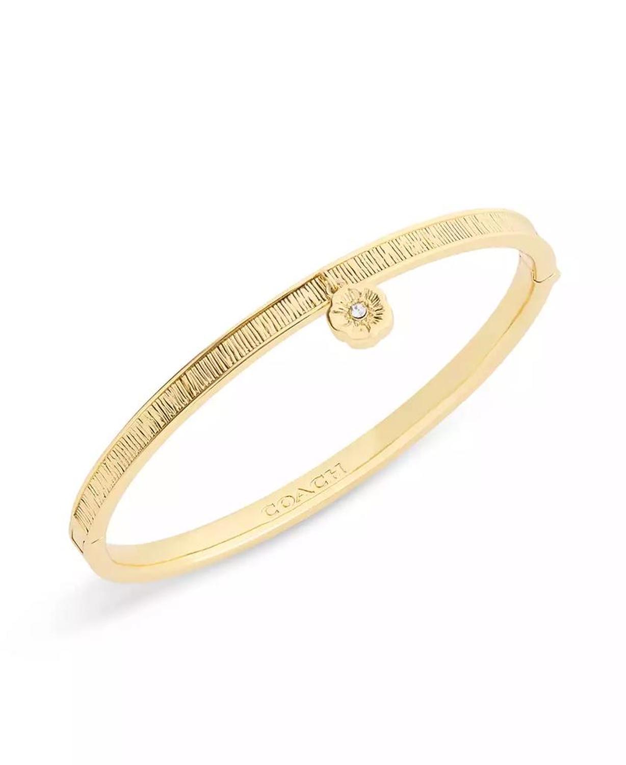 Gold Plated Tea Rose Charm Bangle Bracelets