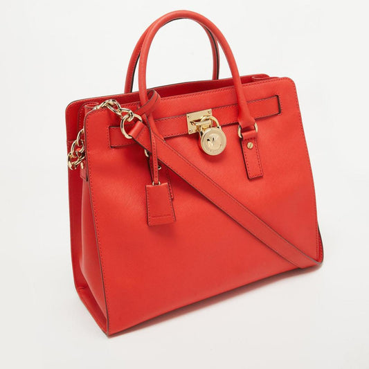 Michael Michael Kors Coral Leather Large Hamilton North South Tote