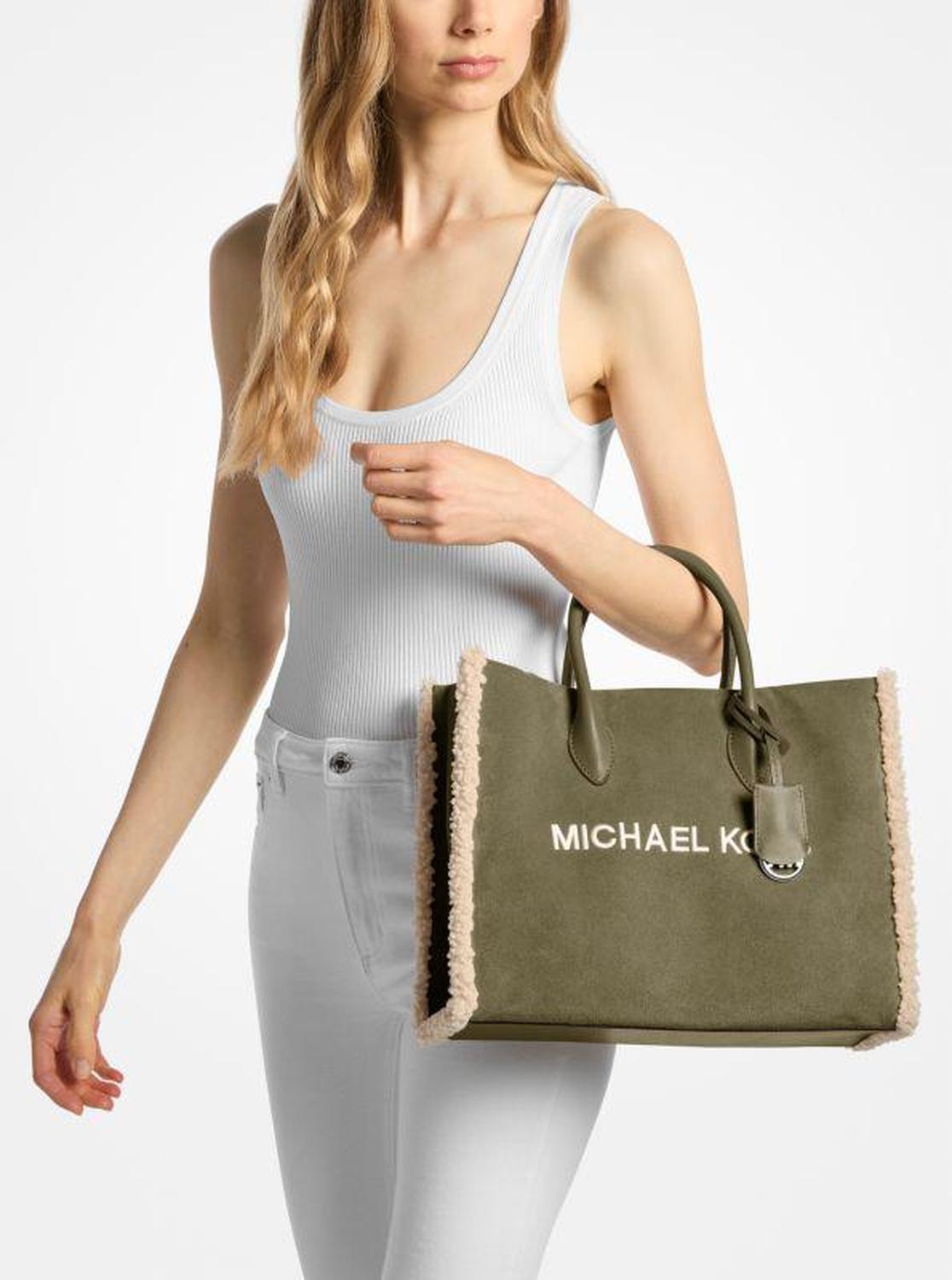 Mirella Medium Suede and Faux Shearling Tote Bag