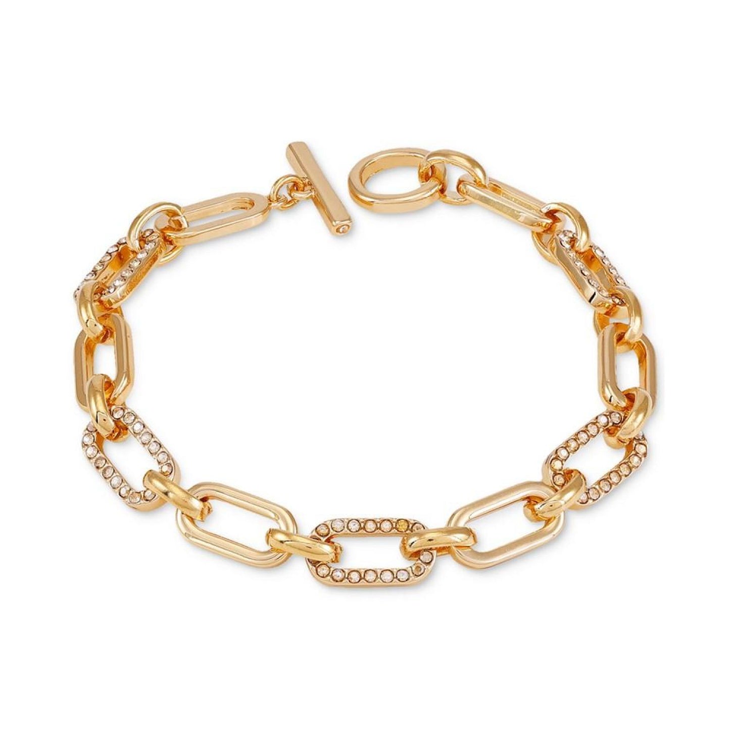 Gold-Tone Crystal Link Toggle Bracelet