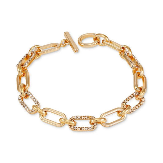 Gold-Tone Crystal Link Toggle Bracelet