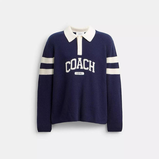 Knit Long Sleeve Graphic Polo