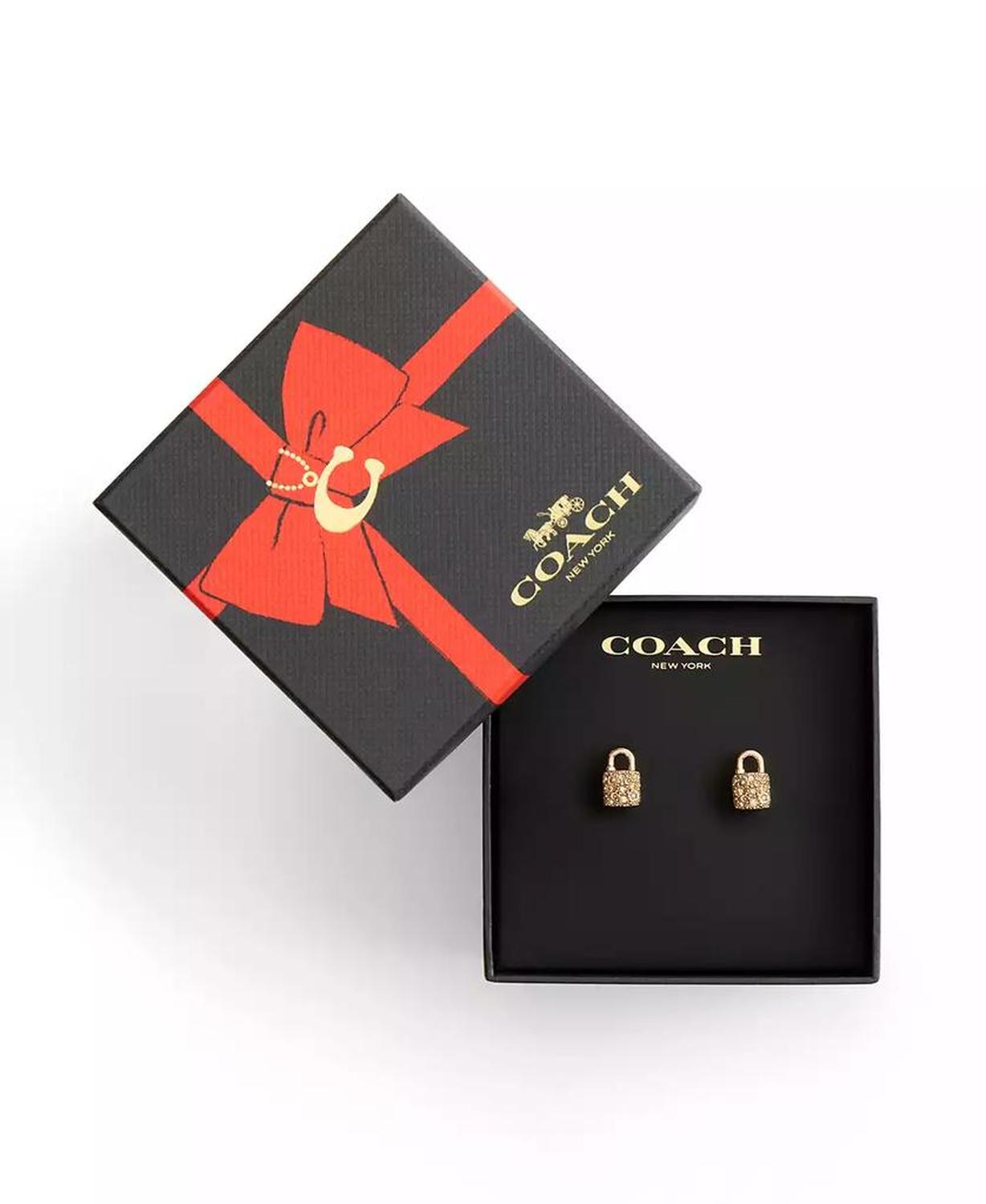 Rose Gold Plated Pave Padlock Stud Earrings